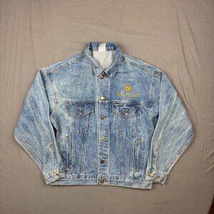 Vintage Leupold Optics Embroidered Tyca Denim Jacket Blue Mens Small USA Made
